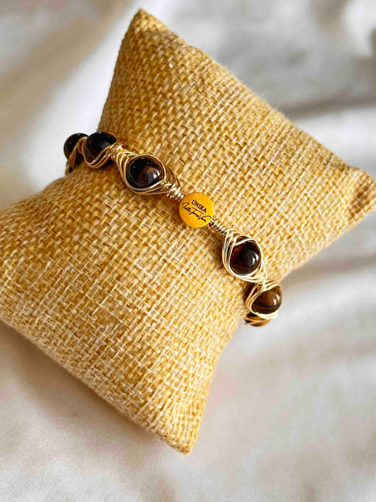 Bonita Bracelet - Tiger's Eye and Gold-Tone Copper /Brazalete Bonita – Ojo de Tigre y Cobre Dorado