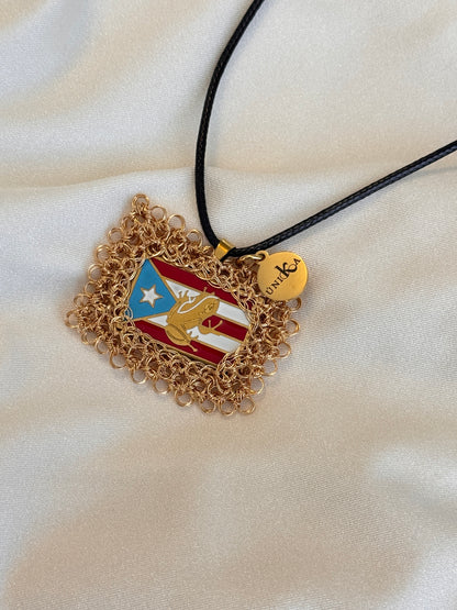 Dije tejido de la bandera de Puerto Rico