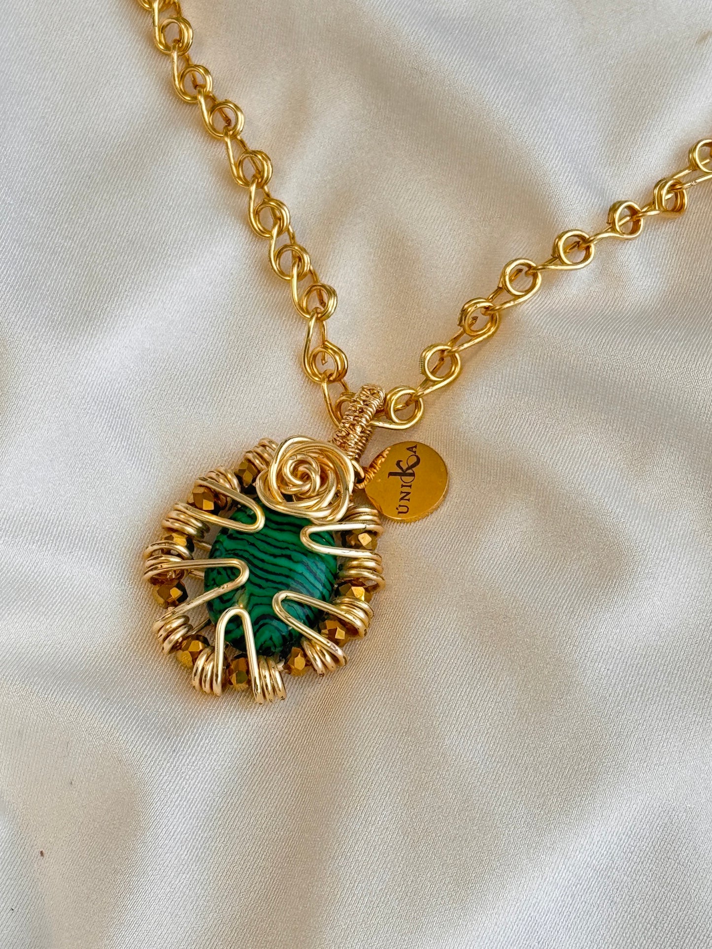 Cadena y dije de Malaquita