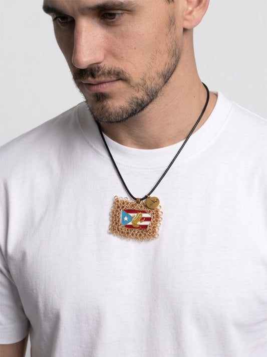 Dije tejido de la bandera de Puerto Rico